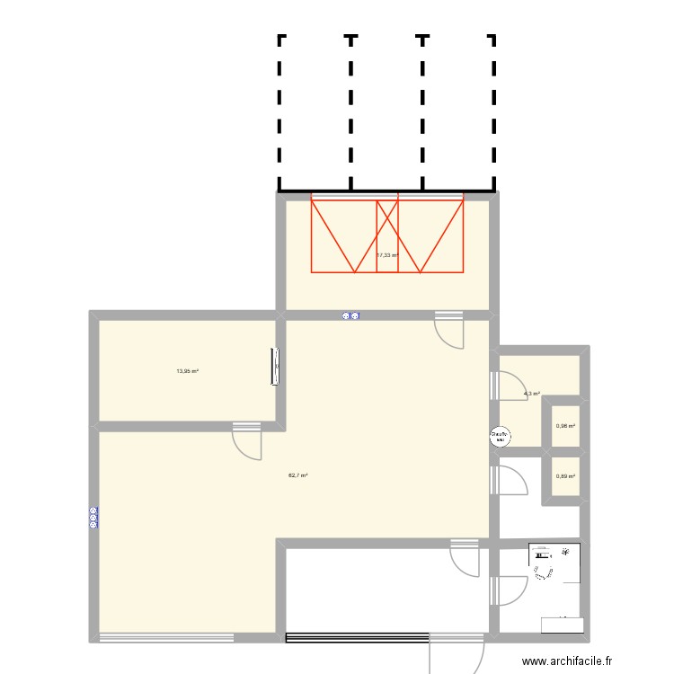 plan TFE. Plan de 6 pièces et 100 m2