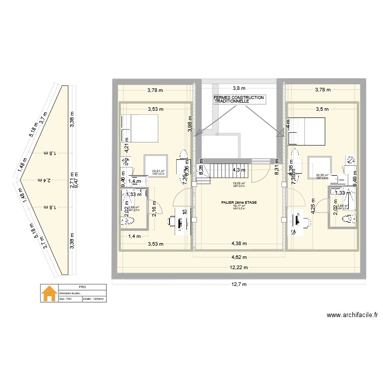 MUSSET COMBLES. Plan de 17 pièces et 268 m2