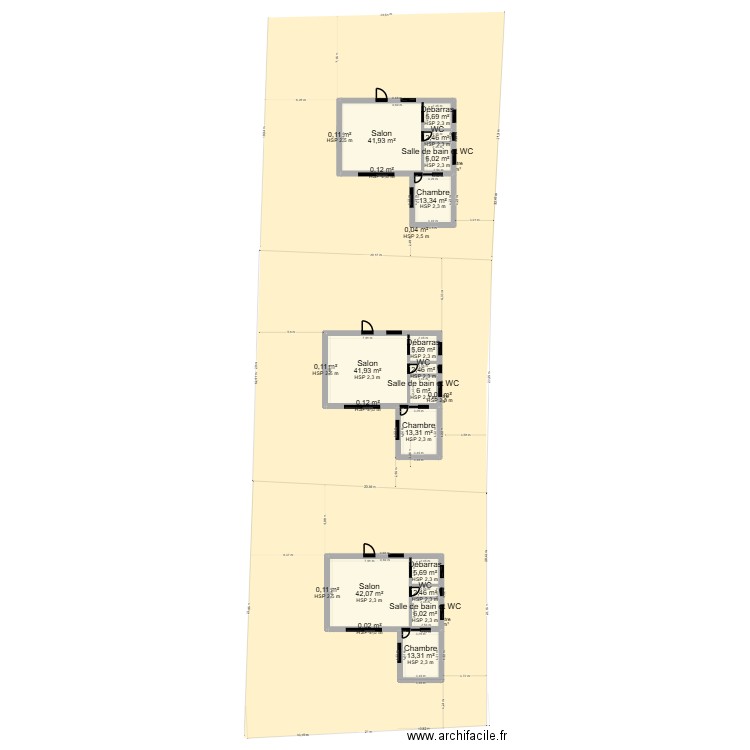 studio. Plan de 26 pièces et 209 m2