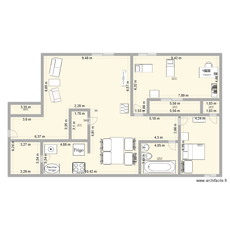 Aménagement mon chez moi. Plan de 8 pièces et 258 m2