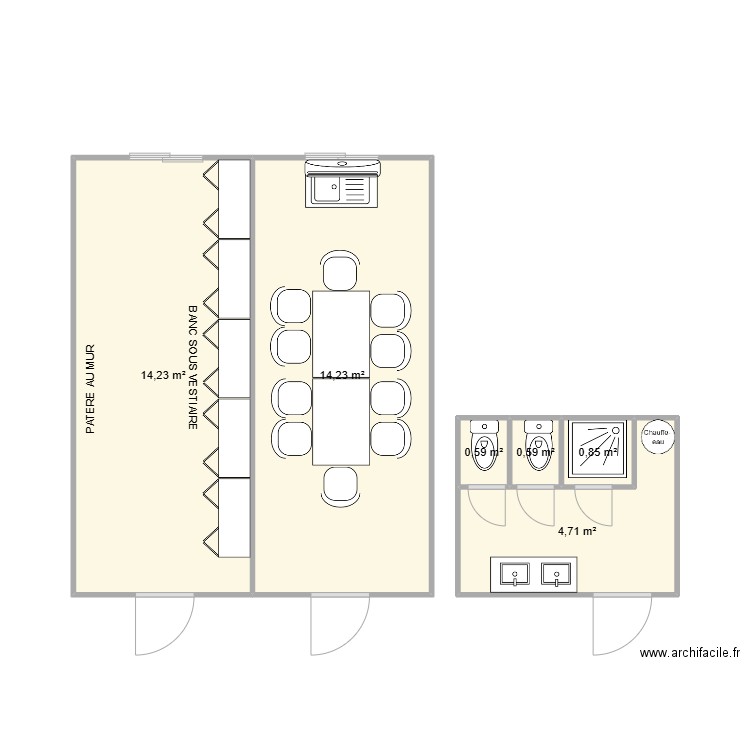 EIFFAGE CHANTIER CRECHES SUR SAONE 71680. Plan de 6 pièces et 35 m2
