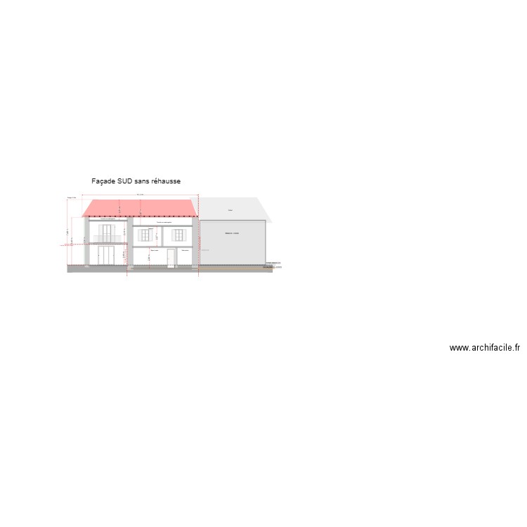 Plan de coupe SUD sans réhausse. Plan de 0 pièce et 0 m2