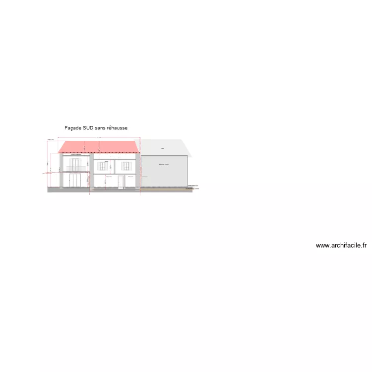 Plan de coupe SUD sans réhausse. Plan de Plan de coupe SUD sans réhausse. Plan de