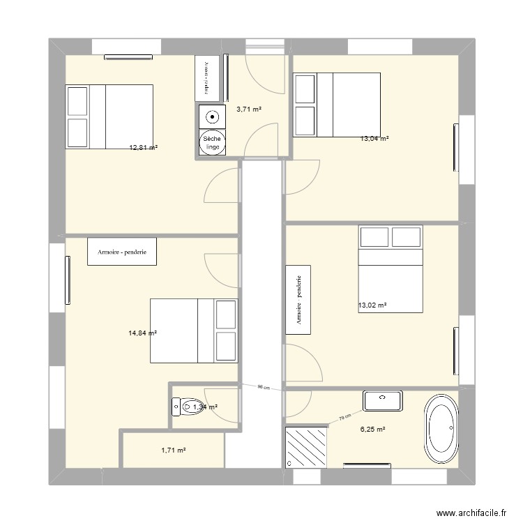 projet salle de vie en bas . Plan de 12 pièces et 141 m2