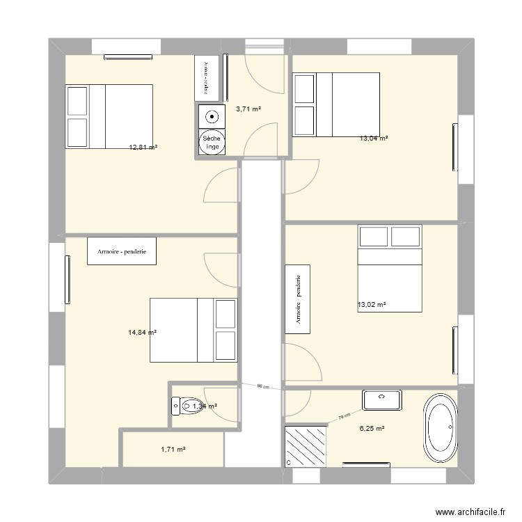 projet salle de vie en bas . Plan de 11 pièces et 139 m2