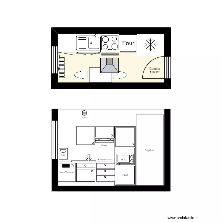 Appartement Larissa. Plan de 1  et 6 m²