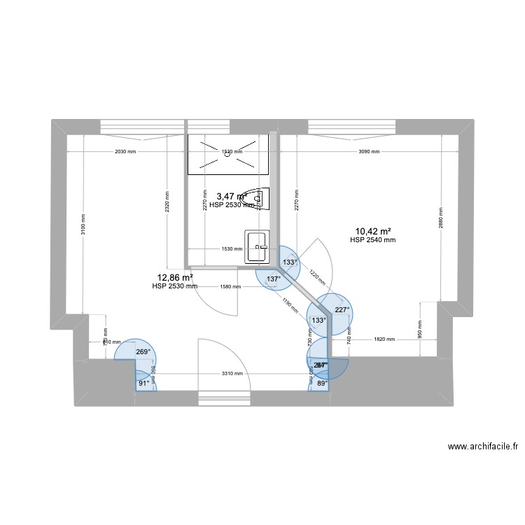 Lefeuvre_Après. Plan de 5 pièces et 28 m2