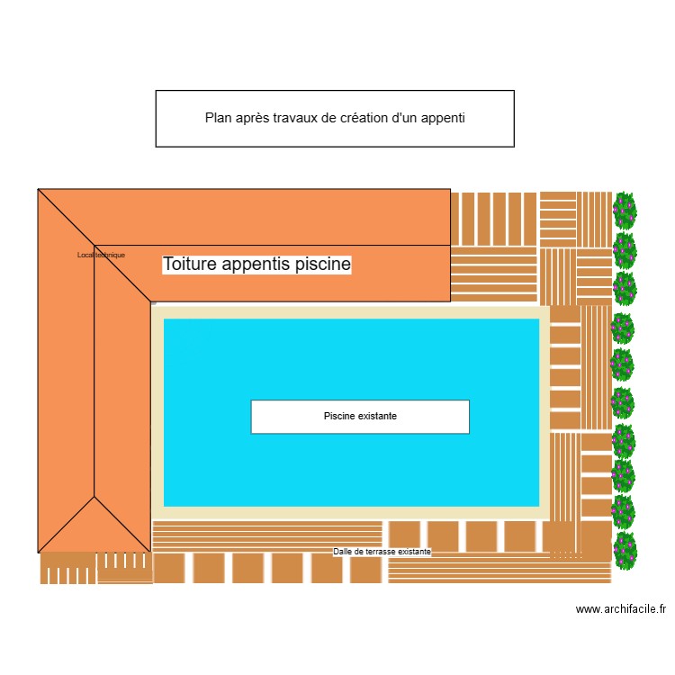 Plan Final avec appentis VF. Plan de 1 pièce et 5 m2
