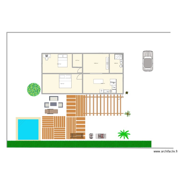 possession. Plan de 6 pièces et 66 m2