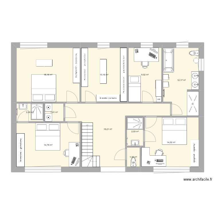 base6. Plan de 11 pièces et 110 m2