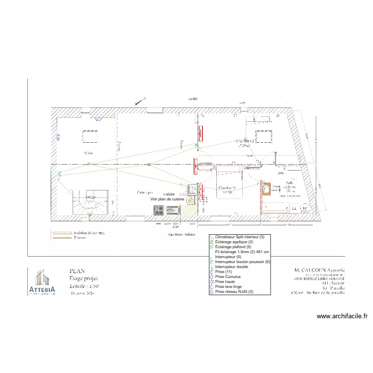 Plan Electrique R+1 Calcoen V2. Plan de Plan Electrique R+1 Calcoen V2. Plan de