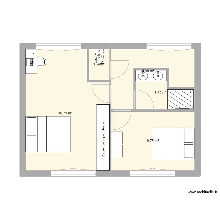 Extension 2024. Plan de 5 pièces et 39 m2