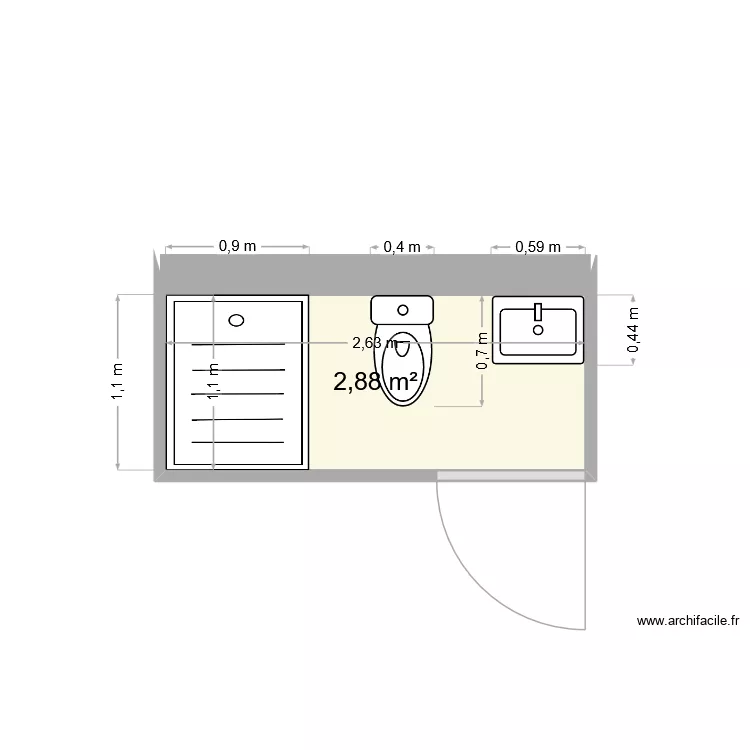 orsini. Plan de 1  et 3 m²