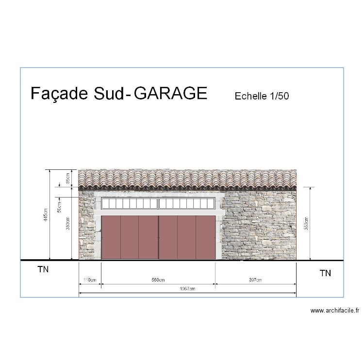 GARAGE FACADE - SUD - Portes pleines. Plan de 0 pièce et 0 m2