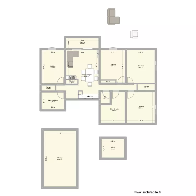 Appart Périgueux v0. Plan de 16 Pièces et 137 m² Appart Périgueux v0. Plan de 16 Pièces et 137 m²