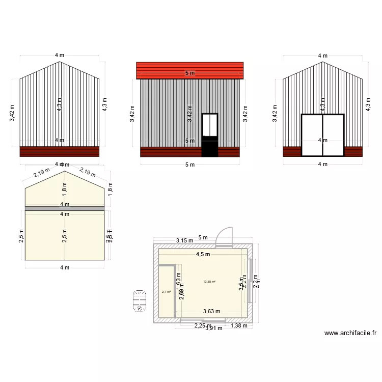 maison bois d&eacute;claration pr&eacute;alable Angoulin. Plan de 