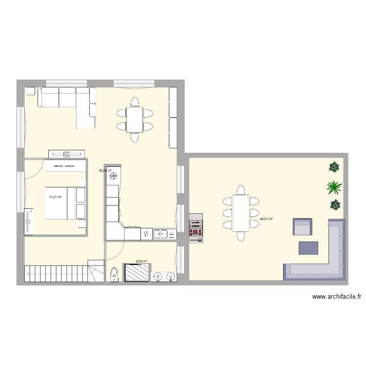 Maison Lesconil 1 étage. Plan de 4 pièces et 116 m2
