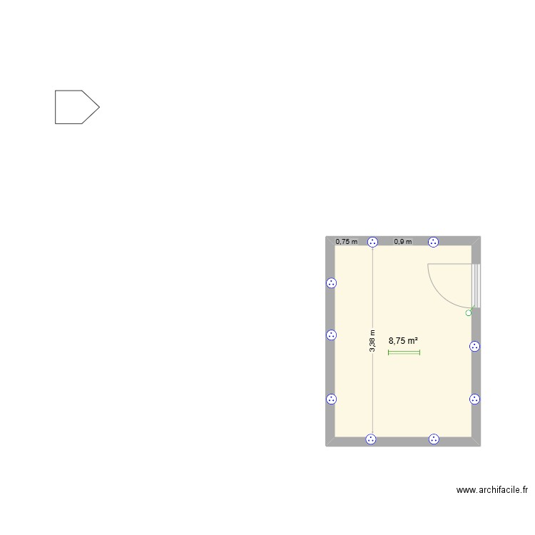 jardin. Plan de 1 pièce et 9 m2