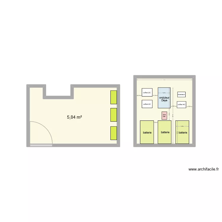 ebeg salle tech. Plan de 2  et 11 m²