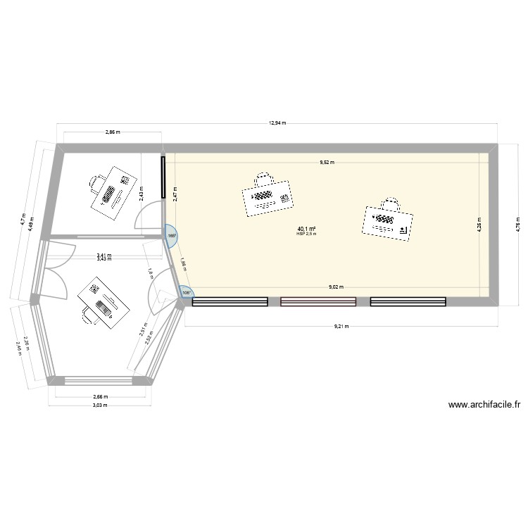 buro. Plan de 0 pièce et 0 m2