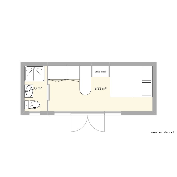 Plan Vaida. Plan de 2 pièces et 11 m2