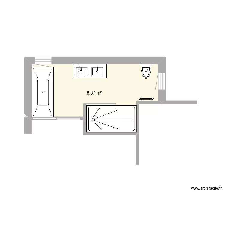 sdbain les marines. Plan de 1 pièce et 9 m² sdbain les marines. Plan de 1 pièce et 9 m²