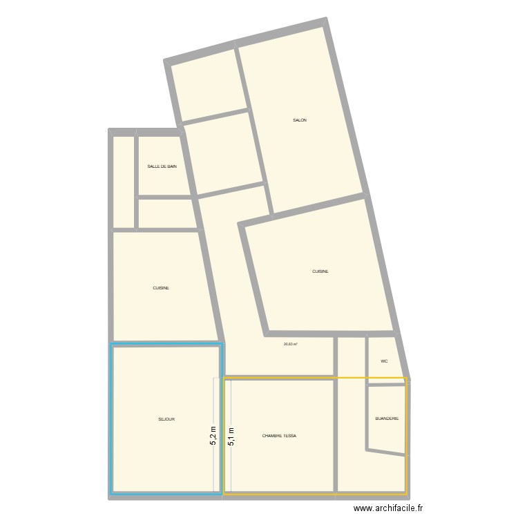 strepy. Plan de 22 pièces et 645 m2