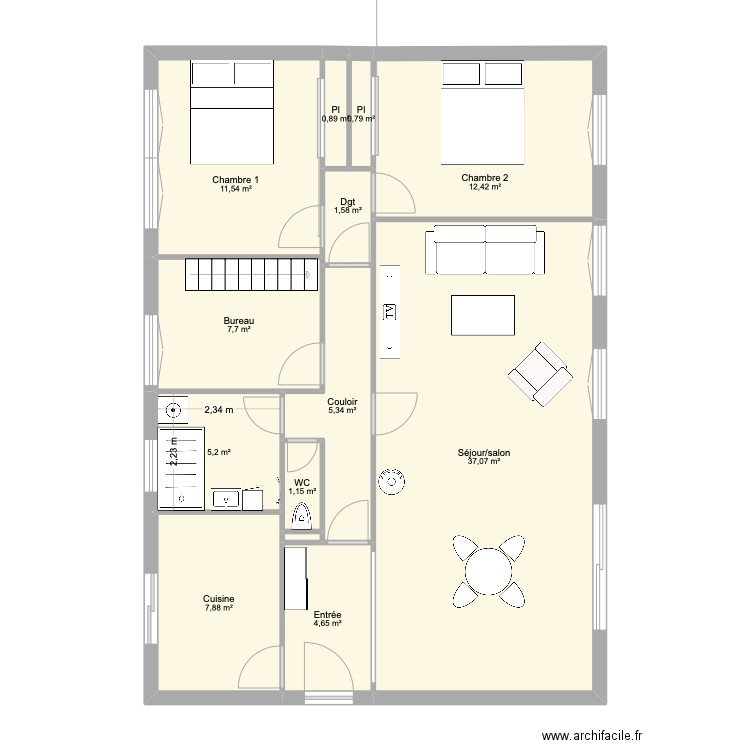 Nathalie - Etat futur 2. Plan de 13 pièces et 96 m2