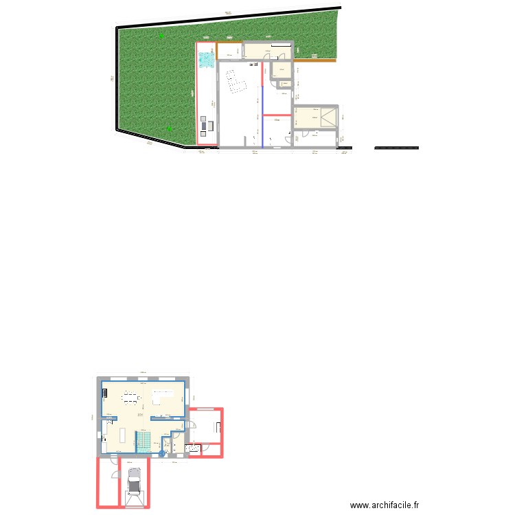 EXISTANT COTATIONS BAS. Plan de 6 pièces et 130 m2