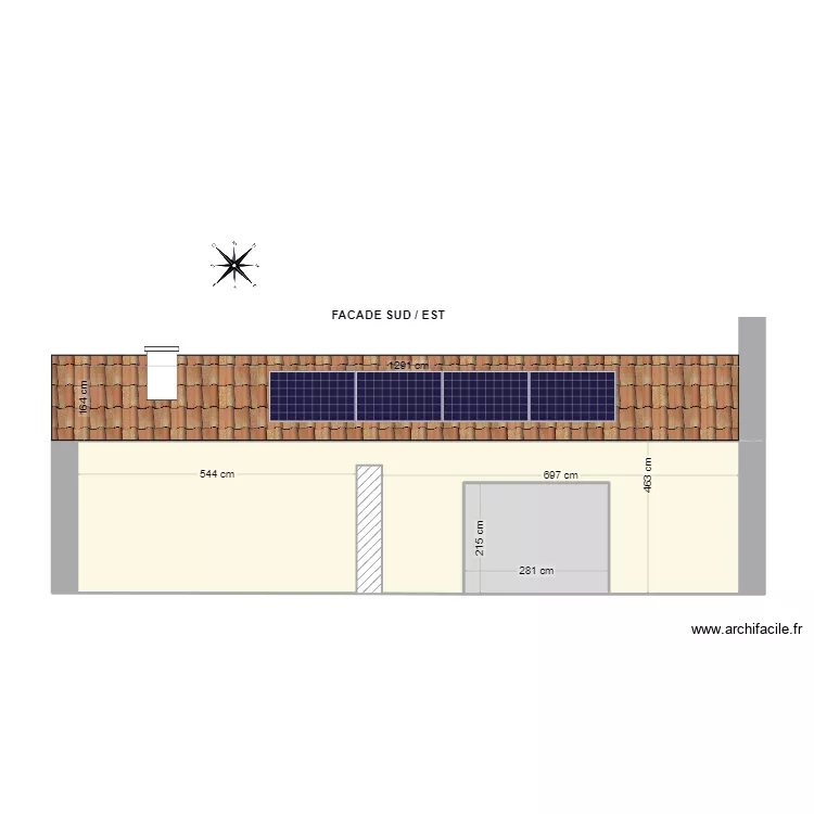 Fa&ccedil;ade sud / est. Plan de 