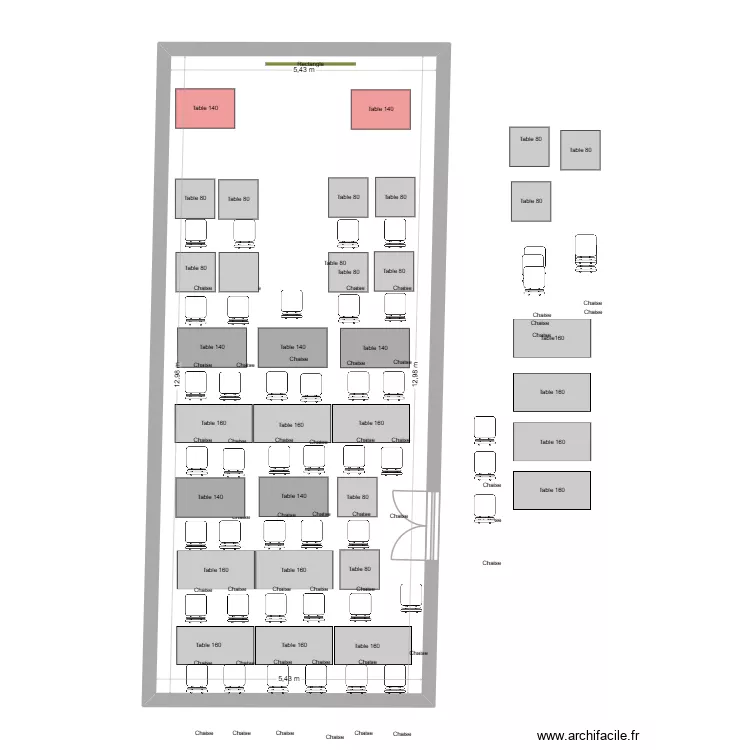 salle  ODESIA. Plan de 1  et 70 m²