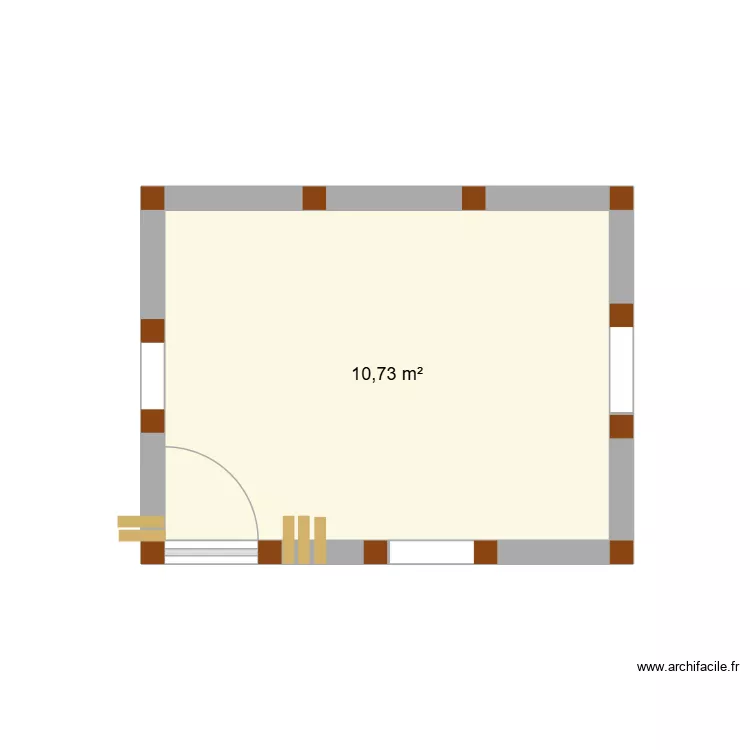Cabana. Plan de 1  et 11 m²