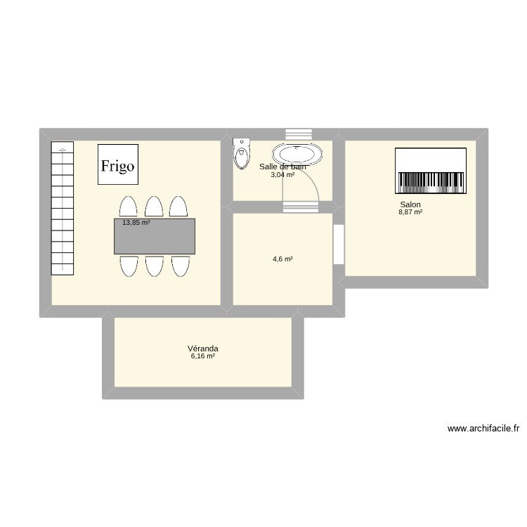 MAison cameron. Plan de 5 pièces et 37 m2