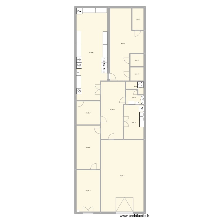 test vestiaire. Plan de 13 pièces et 256 m2