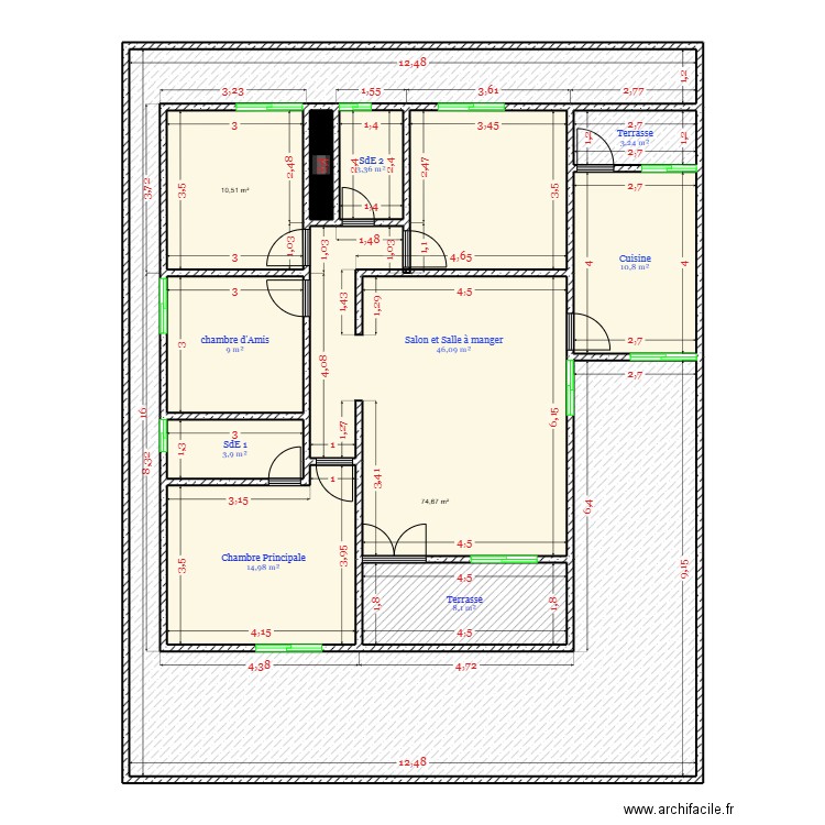 Babylone. Plan de 11 pièces et 186 m2