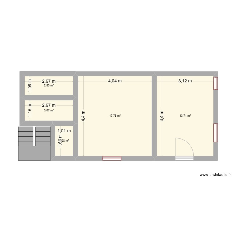 lahatra. Plan de 5 pièces et 39 m2