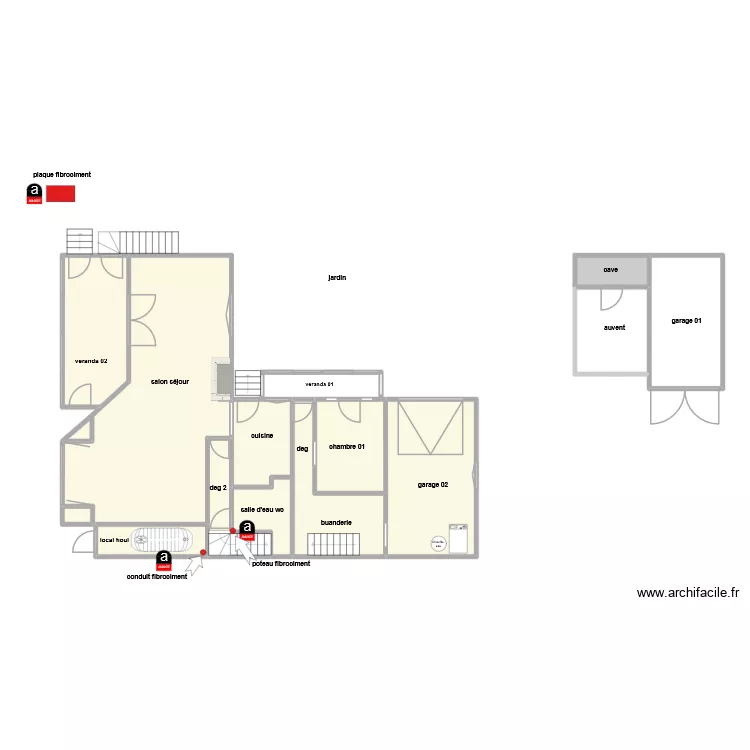 LEMAIRE rioult RDC amiante. Plan de 14 et 141 m² LEMAIRE rioult RDC amiante. Plan de 14 et 141 m²