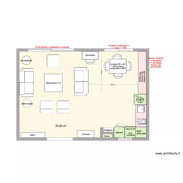 Cuisine arclinea 3 bis. Plan de 