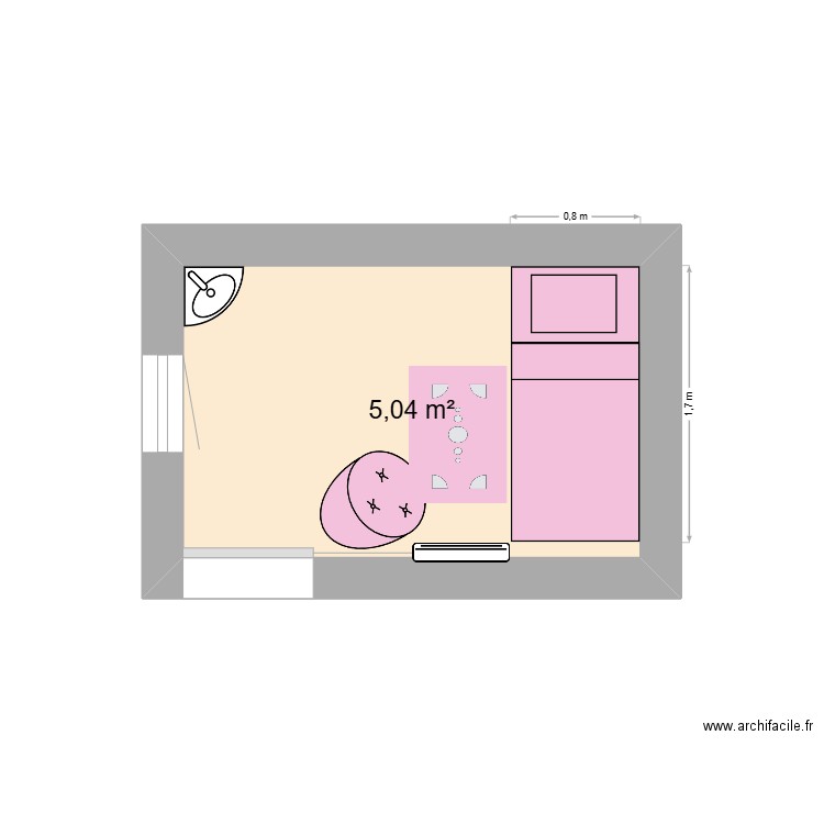 CABINE. Plan de 1 pièce et 5 m2