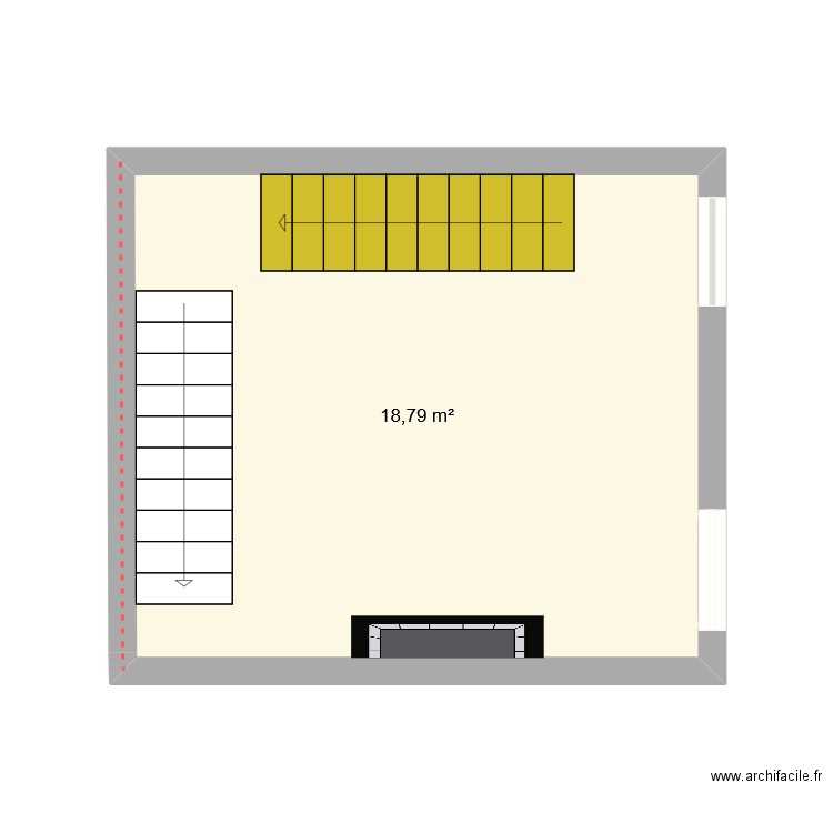 6 coron. Plan de 1 pièce et 19 m2