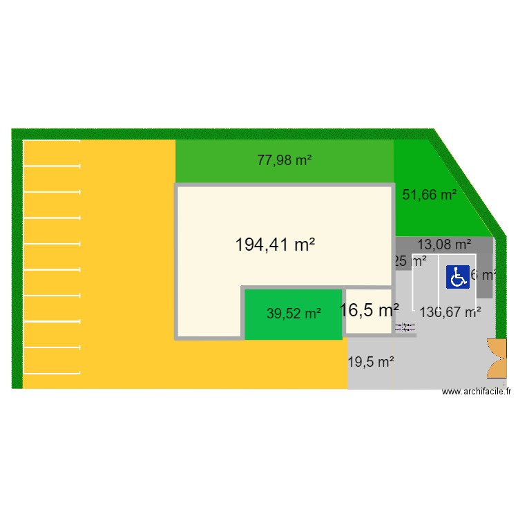 Projet cabinet kiné 2. Plan de 2 pièces et 211 m2