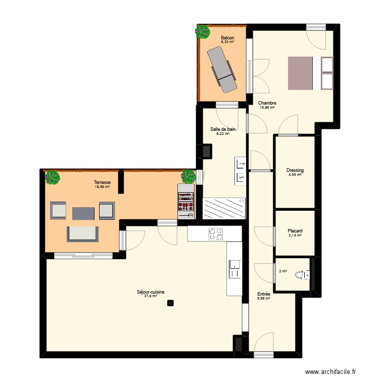 CHALOT. Plan de 13 pièces et 106 m2