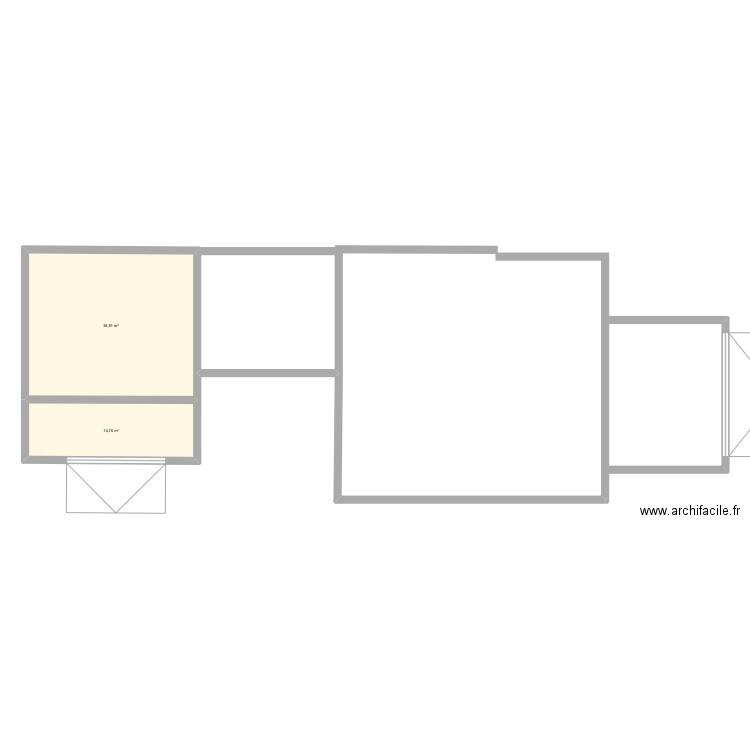 Projet immo. Plan de 2 pièces et 54 m2