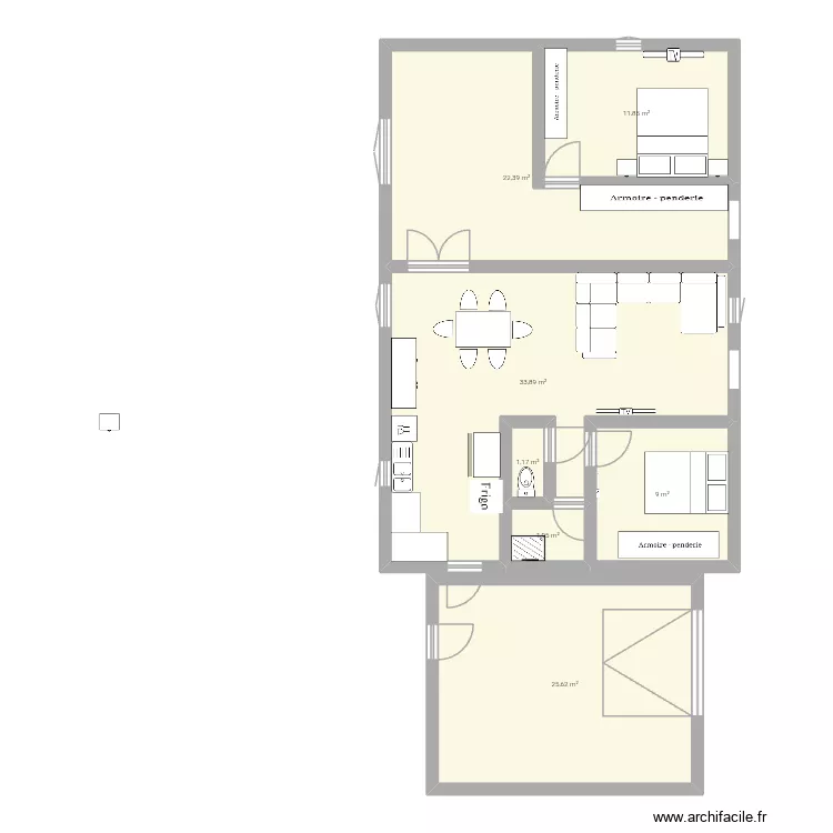 Extension. Plan de 7  et 106 m²