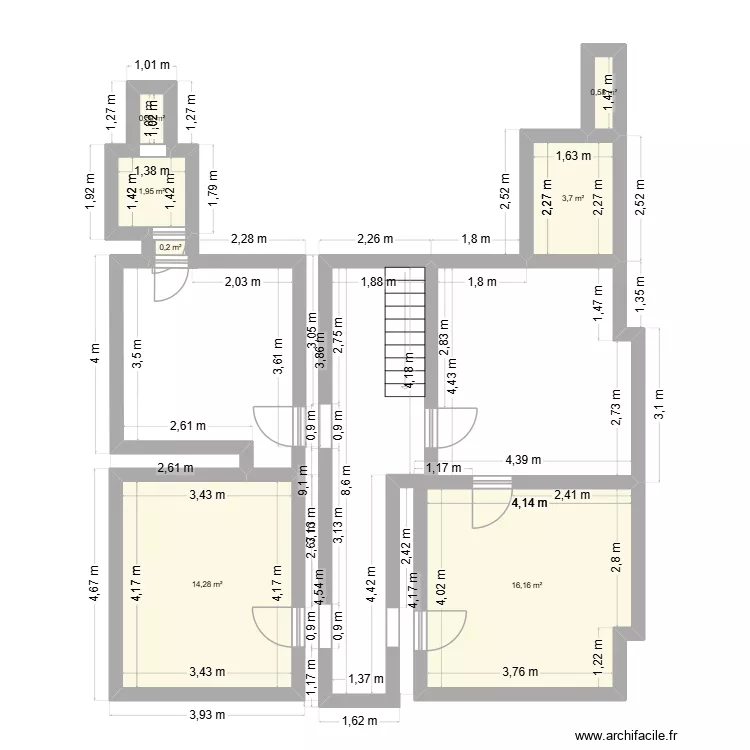 RDC MEUNIER. Plan de 7  et 37 m²
