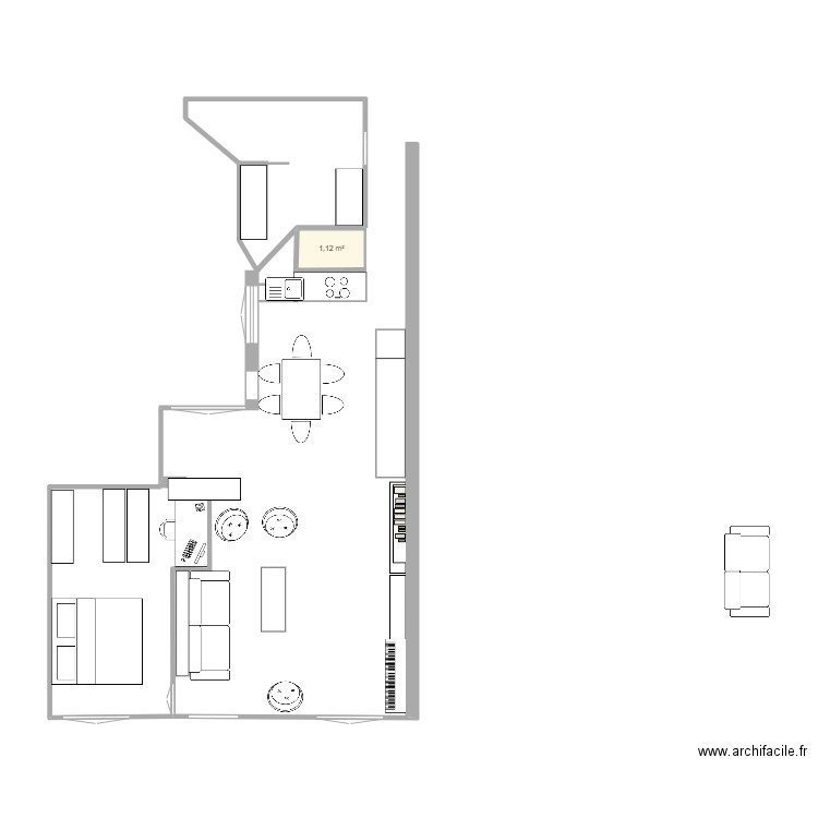 milton chambre. Plan de 1 pièce et 1 m2