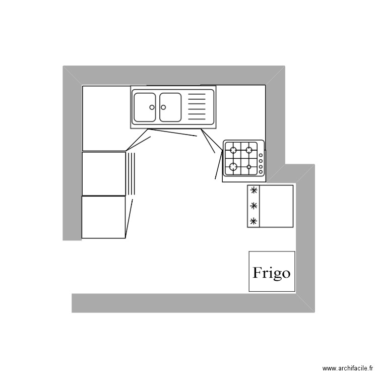 cuisine amenagée grand village 2. Plan de 0 pièce et 0 m2