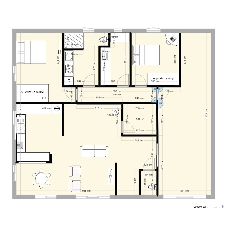 MTL jardin. Plan de 3 pièces et 150 m2