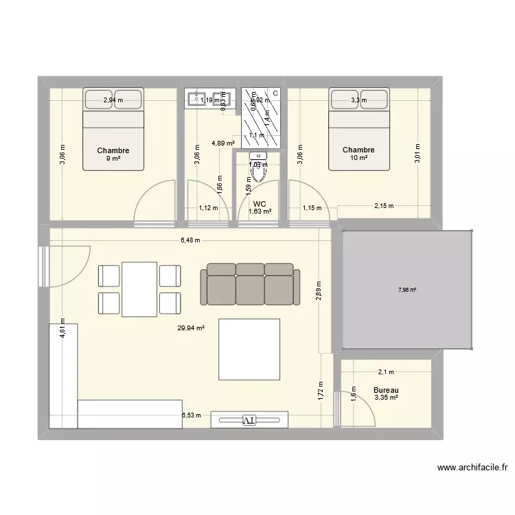 apt v2. Plan de 6 Pièces et 59 m² apt v2. Plan de 6 Pièces et 59 m²