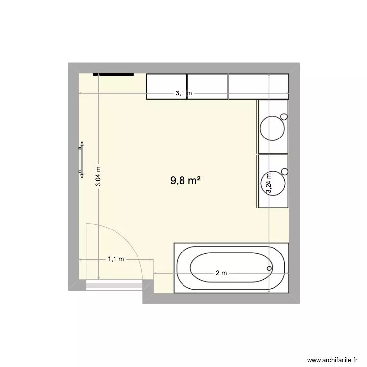 Salle de bain etage les Fins. Plan de Salle de bain etage les Fins. Plan de